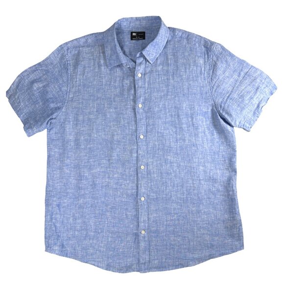 Simons Short Sleeve Button Up Shirt Men's Heritage Chic Flax Linen - Picture 4 of 13